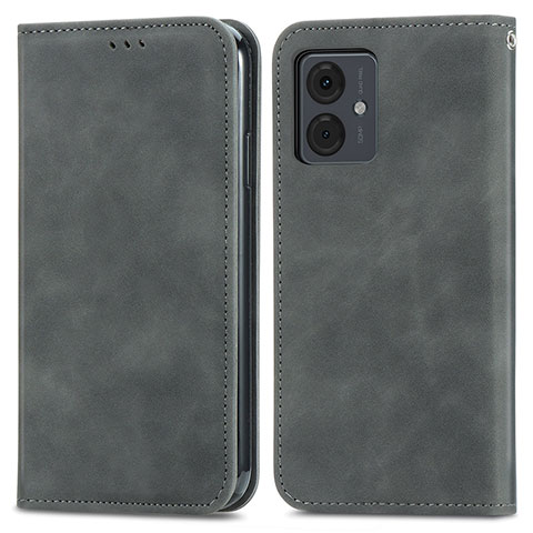 Funda de Cuero Cartera con Soporte Carcasa S04D para Motorola Moto G14 Gris