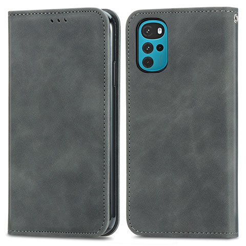 Funda de Cuero Cartera con Soporte Carcasa S04D para Motorola Moto G22 Gris