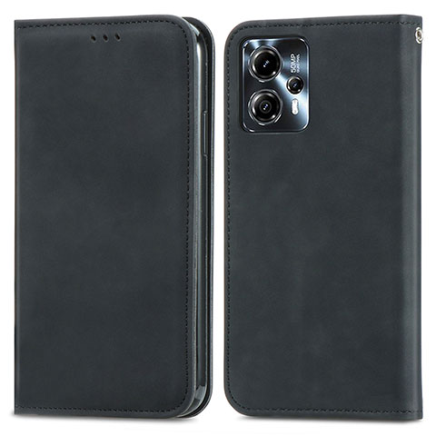 Funda de Cuero Cartera con Soporte Carcasa S04D para Motorola Moto G23 Negro