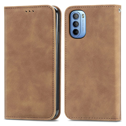 Funda de Cuero Cartera con Soporte Carcasa S04D para Motorola Moto G31 Marron