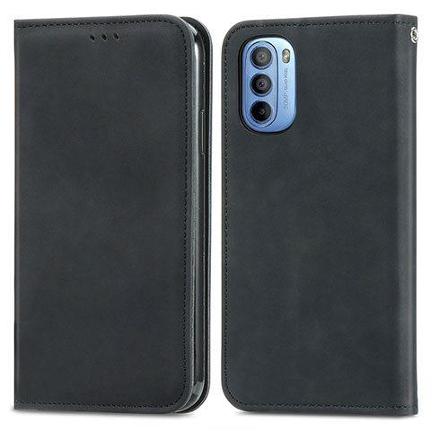 Funda de Cuero Cartera con Soporte Carcasa S04D para Motorola Moto G31 Negro