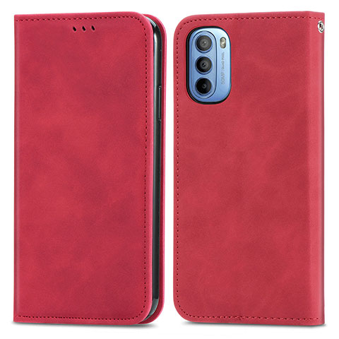 Funda de Cuero Cartera con Soporte Carcasa S04D para Motorola Moto G31 Rojo