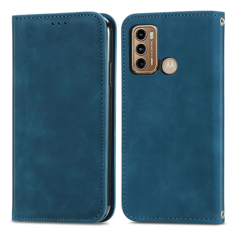 Funda de Cuero Cartera con Soporte Carcasa S04D para Motorola Moto G40 Fusion Azul