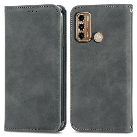 Funda de Cuero Cartera con Soporte Carcasa S04D para Motorola Moto G40 Fusion Gris