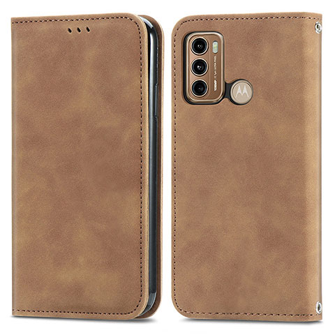 Funda de Cuero Cartera con Soporte Carcasa S04D para Motorola Moto G40 Fusion Marron