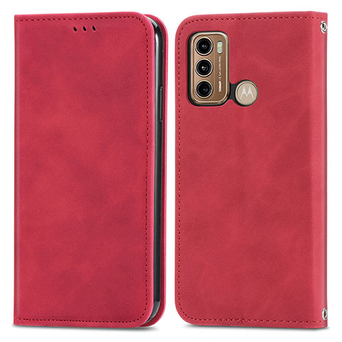 Funda de Cuero Cartera con Soporte Carcasa S04D para Motorola Moto G40 Fusion Rojo