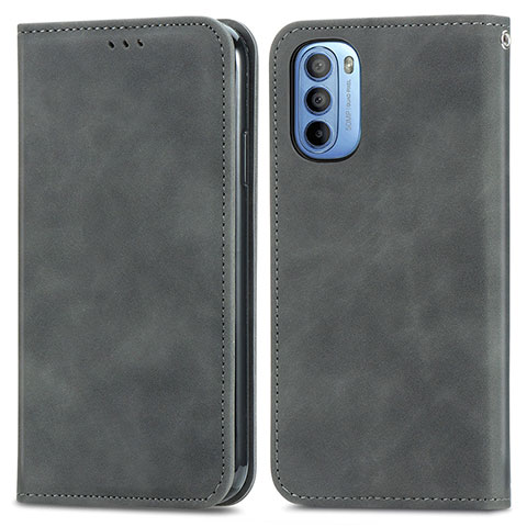 Funda de Cuero Cartera con Soporte Carcasa S04D para Motorola Moto G41 Gris