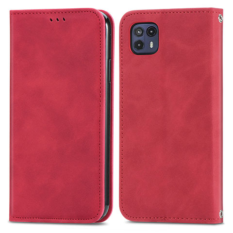 Funda de Cuero Cartera con Soporte Carcasa S04D para Motorola Moto G50 5G Rojo