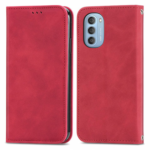 Funda de Cuero Cartera con Soporte Carcasa S04D para Motorola Moto G51 5G Rojo