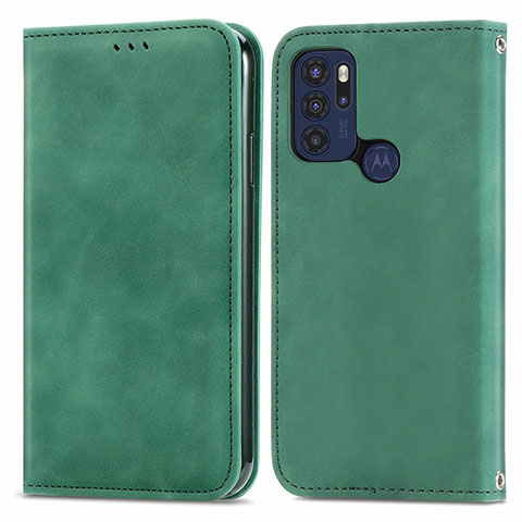 Funda de Cuero Cartera con Soporte Carcasa S04D para Motorola Moto G60s Verde