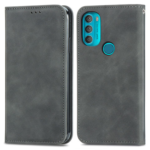 Funda de Cuero Cartera con Soporte Carcasa S04D para Motorola Moto G71 5G Gris