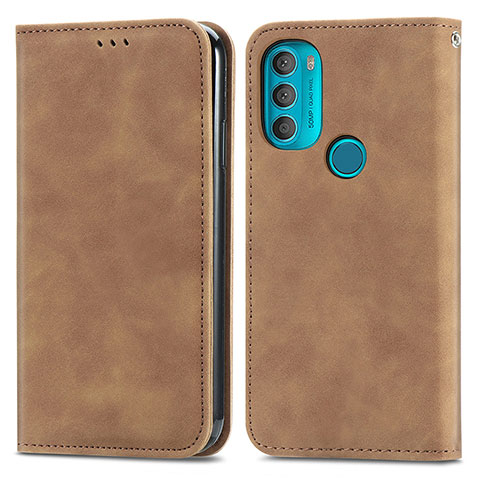 Funda de Cuero Cartera con Soporte Carcasa S04D para Motorola Moto G71 5G Marron