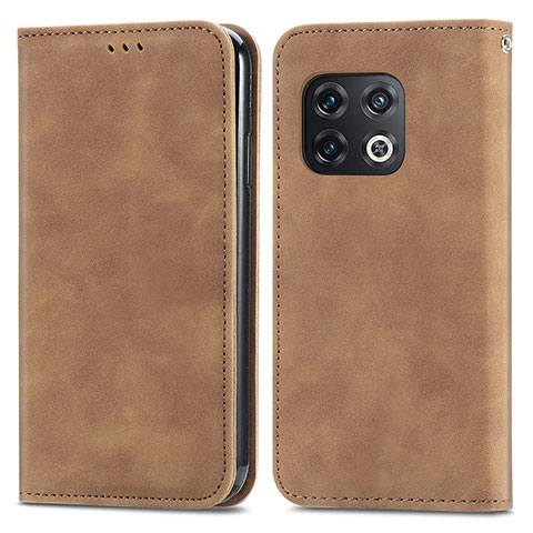 Funda de Cuero Cartera con Soporte Carcasa S04D para OnePlus 10 Pro 5G Marron