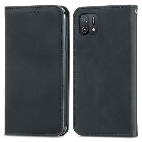 Funda de Cuero Cartera con Soporte Carcasa S04D para Oppo A16e Negro