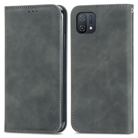 Funda de Cuero Cartera con Soporte Carcasa S04D para Oppo A16K Gris