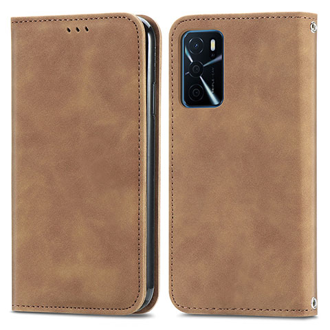 Funda de Cuero Cartera con Soporte Carcasa S04D para Oppo A16s Marron