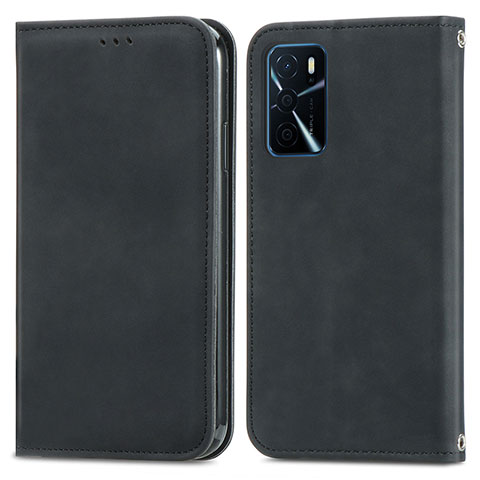 Funda de Cuero Cartera con Soporte Carcasa S04D para Oppo A16s Negro