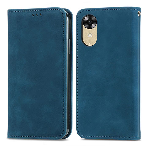 Funda de Cuero Cartera con Soporte Carcasa S04D para Oppo A17K Azul