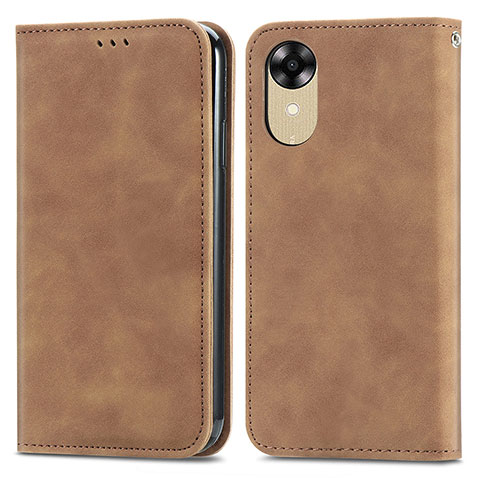 Funda de Cuero Cartera con Soporte Carcasa S04D para Oppo A17K Marron