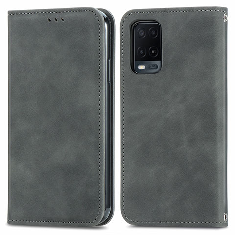 Funda de Cuero Cartera con Soporte Carcasa S04D para Oppo A54 4G Gris