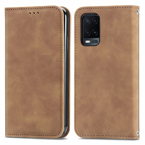 Funda de Cuero Cartera con Soporte Carcasa S04D para Oppo A54 4G Marron