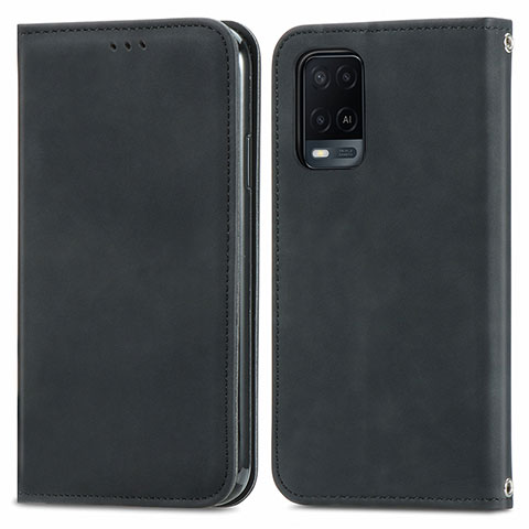 Funda de Cuero Cartera con Soporte Carcasa S04D para Oppo A54 4G Negro