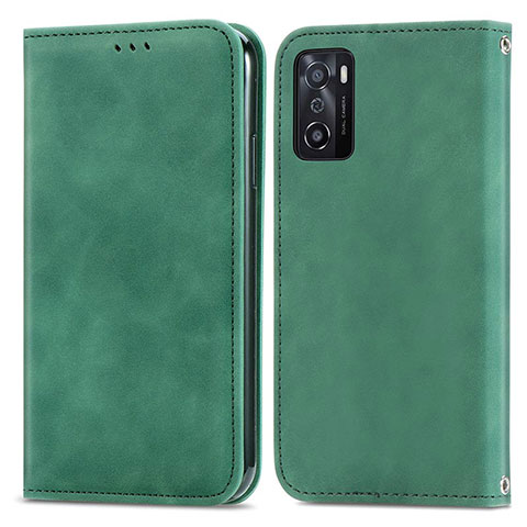 Funda de Cuero Cartera con Soporte Carcasa S04D para Oppo A55S 5G Verde