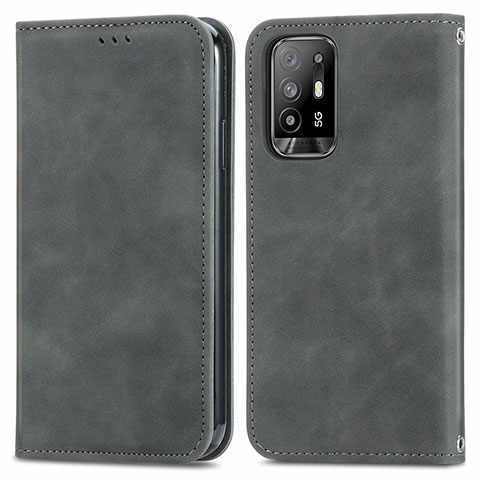 Funda de Cuero Cartera con Soporte Carcasa S04D para Oppo A94 5G Gris