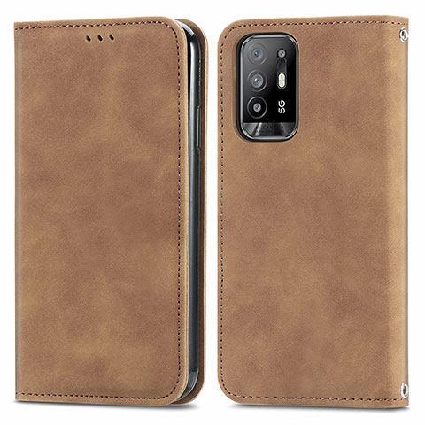 Funda de Cuero Cartera con Soporte Carcasa S04D para Oppo A94 5G Marron