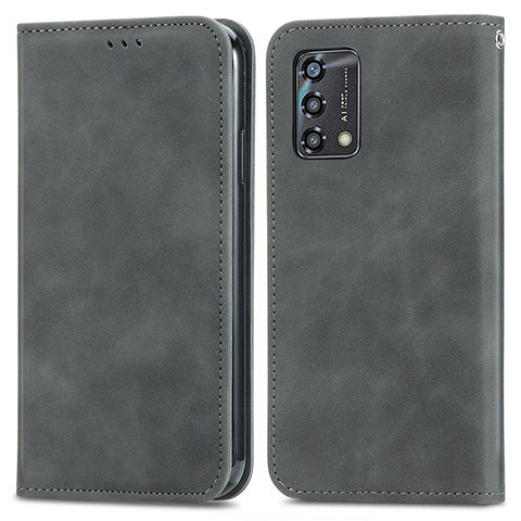 Funda de Cuero Cartera con Soporte Carcasa S04D para Oppo F19 Gris