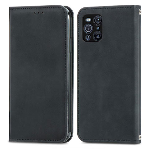 Funda de Cuero Cartera con Soporte Carcasa S04D para Oppo Find X3 5G Negro