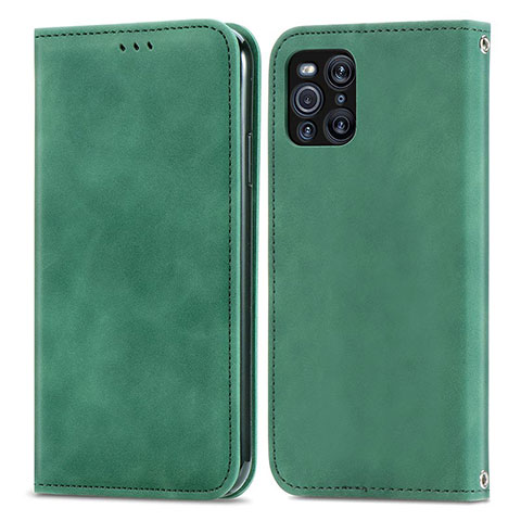 Funda de Cuero Cartera con Soporte Carcasa S04D para Oppo Find X3 Pro 5G Verde