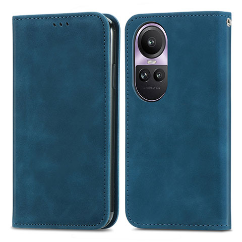 Funda de Cuero Cartera con Soporte Carcasa S04D para Oppo Reno10 Pro 5G Azul