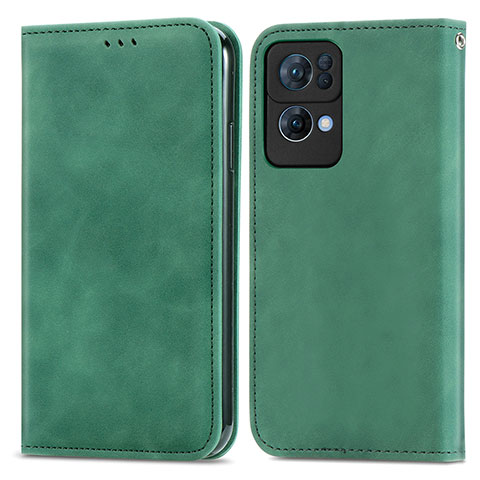 Funda de Cuero Cartera con Soporte Carcasa S04D para Oppo Reno7 Pro 5G Verde