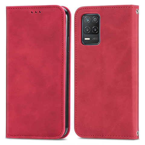 Funda de Cuero Cartera con Soporte Carcasa S04D para Realme 8 5G Rojo