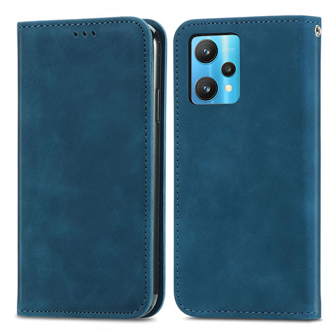 Funda de Cuero Cartera con Soporte Carcasa S04D para Realme 9 Pro+ Plus 5G Azul