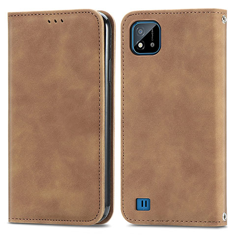 Funda de Cuero Cartera con Soporte Carcasa S04D para Realme C11 (2021) Marron