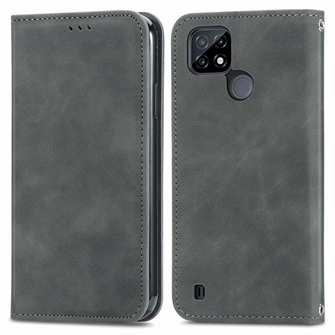 Funda de Cuero Cartera con Soporte Carcasa S04D para Realme C25Y Gris