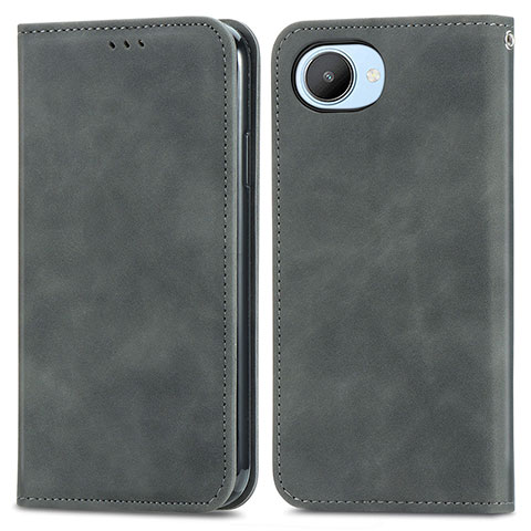 Funda de Cuero Cartera con Soporte Carcasa S04D para Realme C30s Gris