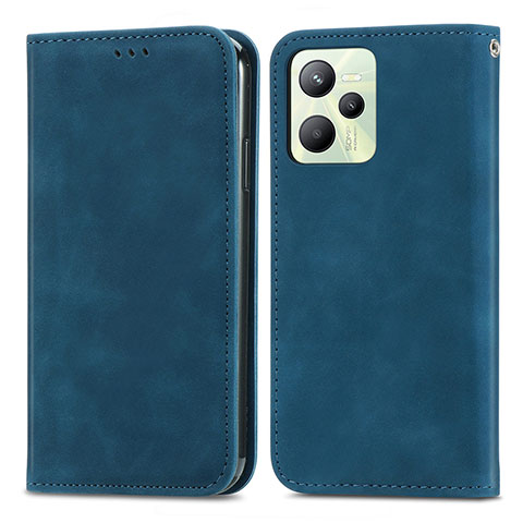 Funda de Cuero Cartera con Soporte Carcasa S04D para Realme C35 Azul