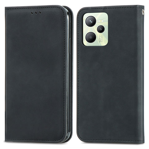 Funda de Cuero Cartera con Soporte Carcasa S04D para Realme C35 Negro