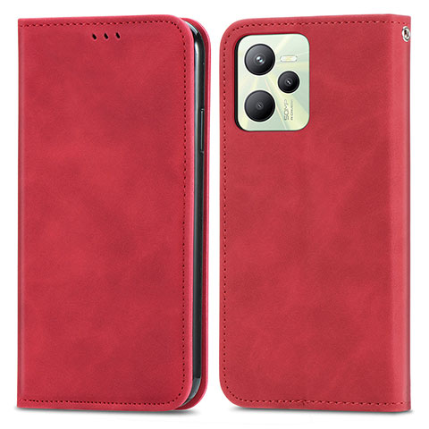 Funda de Cuero Cartera con Soporte Carcasa S04D para Realme C35 Rojo