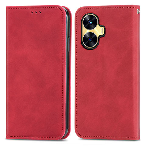 Funda de Cuero Cartera con Soporte Carcasa S04D para Realme C55 Rojo