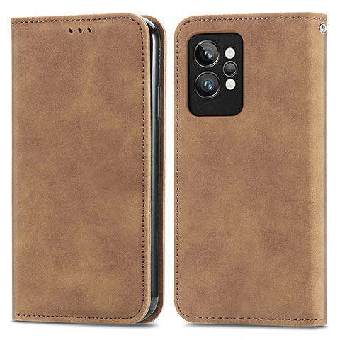 Funda de Cuero Cartera con Soporte Carcasa S04D para Realme GT2 Pro 5G Marron