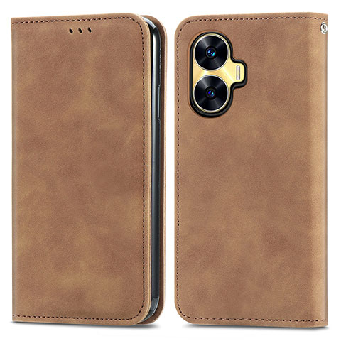 Funda de Cuero Cartera con Soporte Carcasa S04D para Realme Narzo N55 Marron