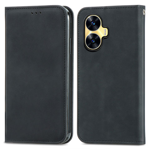 Funda de Cuero Cartera con Soporte Carcasa S04D para Realme Narzo N55 Negro