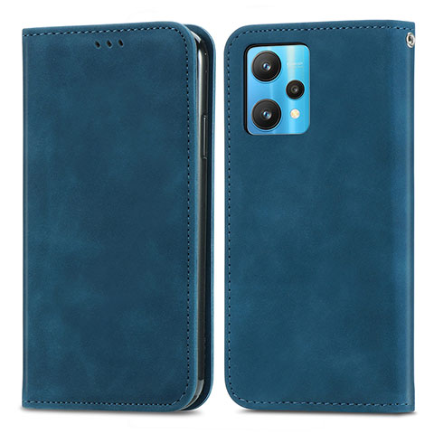 Funda de Cuero Cartera con Soporte Carcasa S04D para Realme Q5 5G Azul