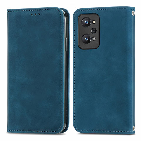 Funda de Cuero Cartera con Soporte Carcasa S04D para Realme Q5 Pro 5G Azul