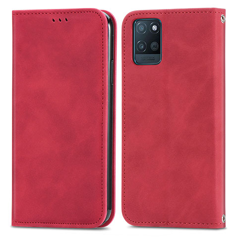 Funda de Cuero Cartera con Soporte Carcasa S04D para Realme V11 5G Rojo