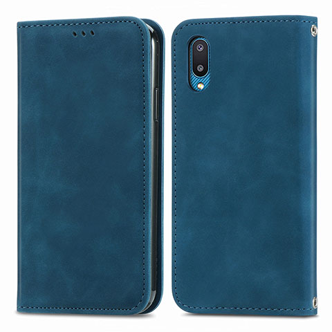 Funda de Cuero Cartera con Soporte Carcasa S04D para Samsung Galaxy A02 Azul